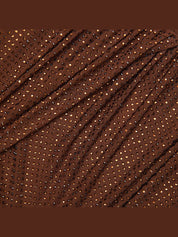 Brown rhinestone mesh cut out top