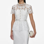 WHITE LACE SATIN MAXI DRESS