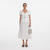 WHITE CREPE CHIFFON MIDI DRESS