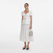 WHITE CREPE CHIFFON MIDI DRESS