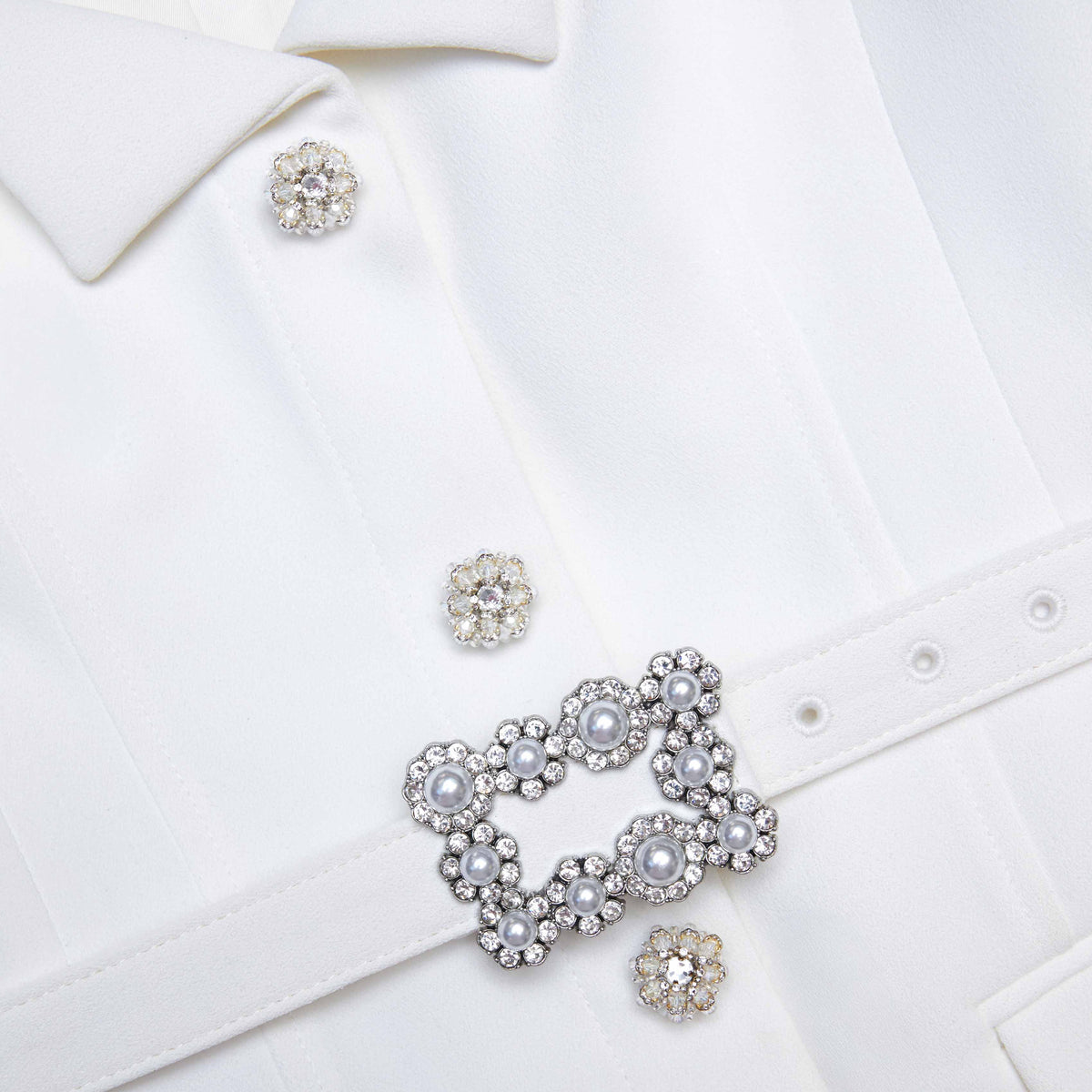 WHITE CREPE CHIFFON MIDI DRESS