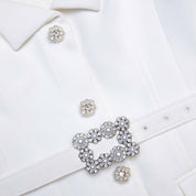 WHITE CREPE CHIFFON MIDI DRESS