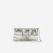 SILVER CRYSTAL BOW MINI SHOULDER BAG