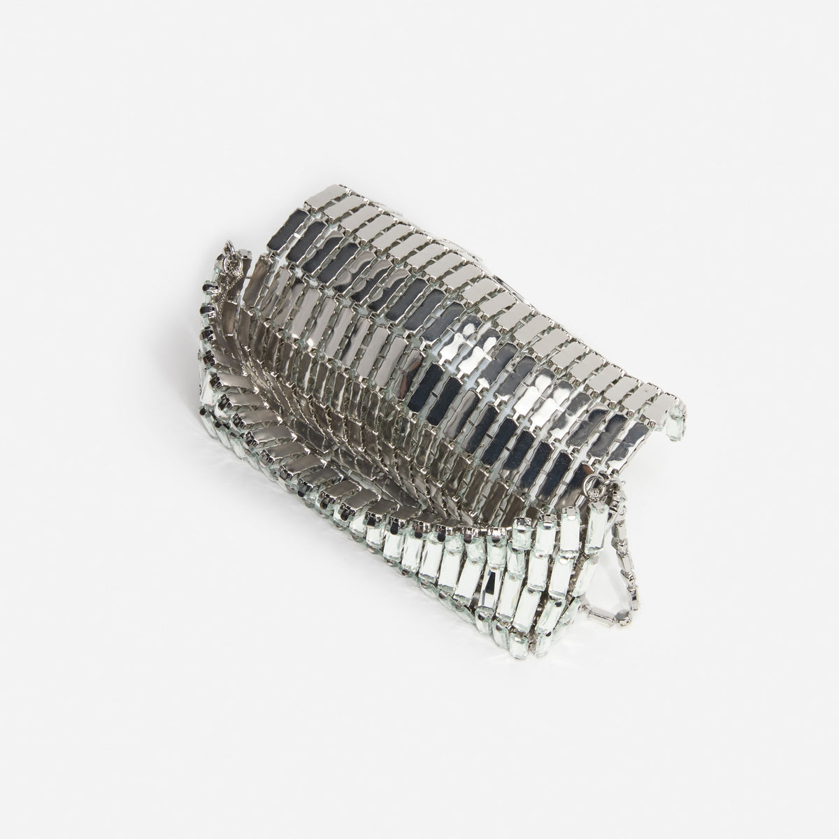 SILVER CRYSTAL BOW MINI SHOULDER BAG