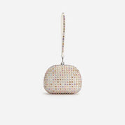 MULTI CRYSTAL TOP HANDLE CLUTCH BAG