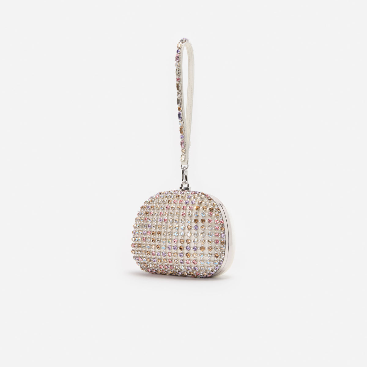 MULTI CRYSTAL TOP HANDLE CLUTCH BAG