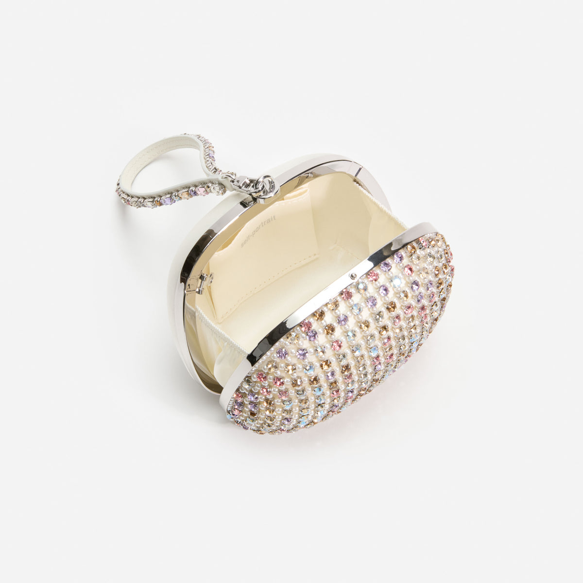 MULTI CRYSTAL TOP HANDLE CLUTCH BAG