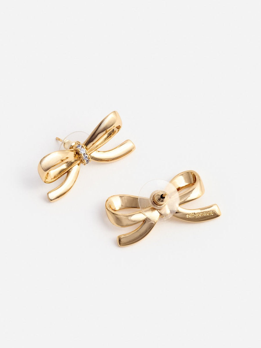 Gold bow earrings