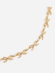 Gold crystal bows necklace