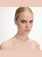Gold crystal bows necklace