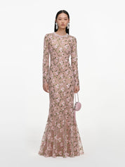 Pink floral sequin maxi dress