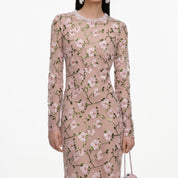 Pink floral sequin maxi dress