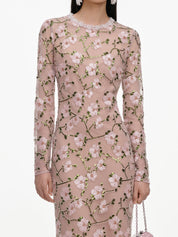 Pink floral sequin maxi dress