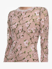 Pink floral sequin maxi dress