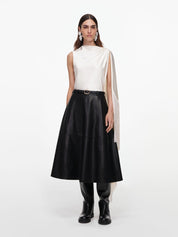 Cream satin fringed scarf top