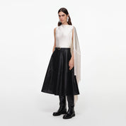 Cream satin fringed scarf top