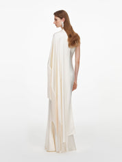Cream satin fringed maxi dress