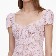 Pink spiral lace midi dress
