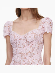 Pink spiral lace midi dress