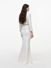White boucle satin maxi dress