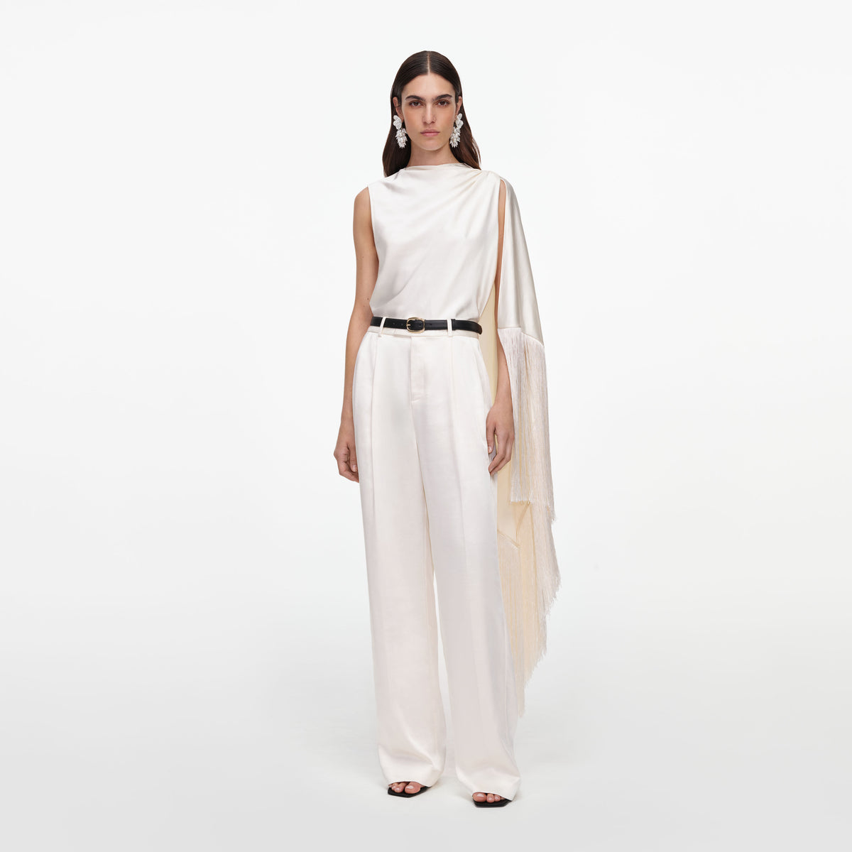 Cream satin trousers