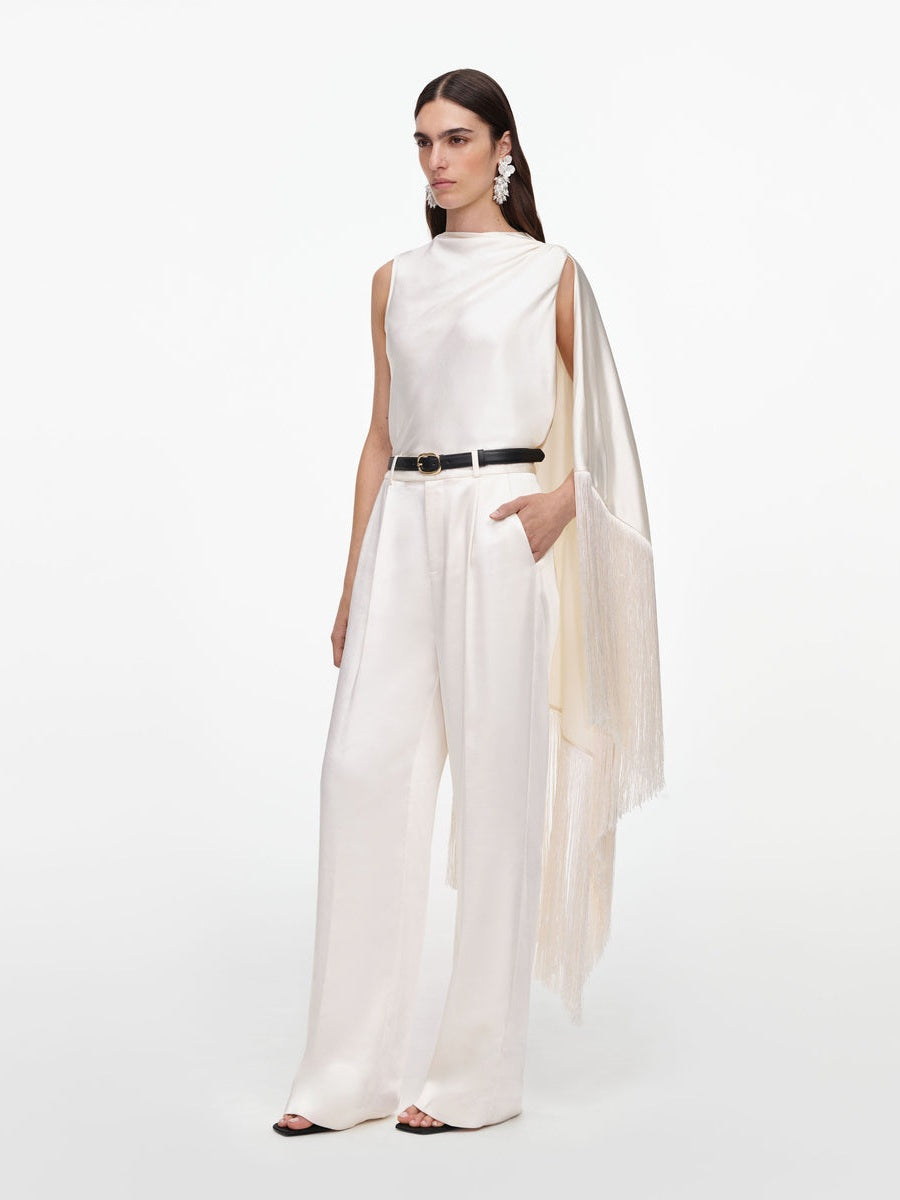 Cream satin trousers