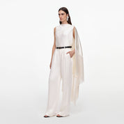 Cream satin trousers