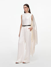 Cream satin trousers