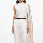 Cream satin trousers