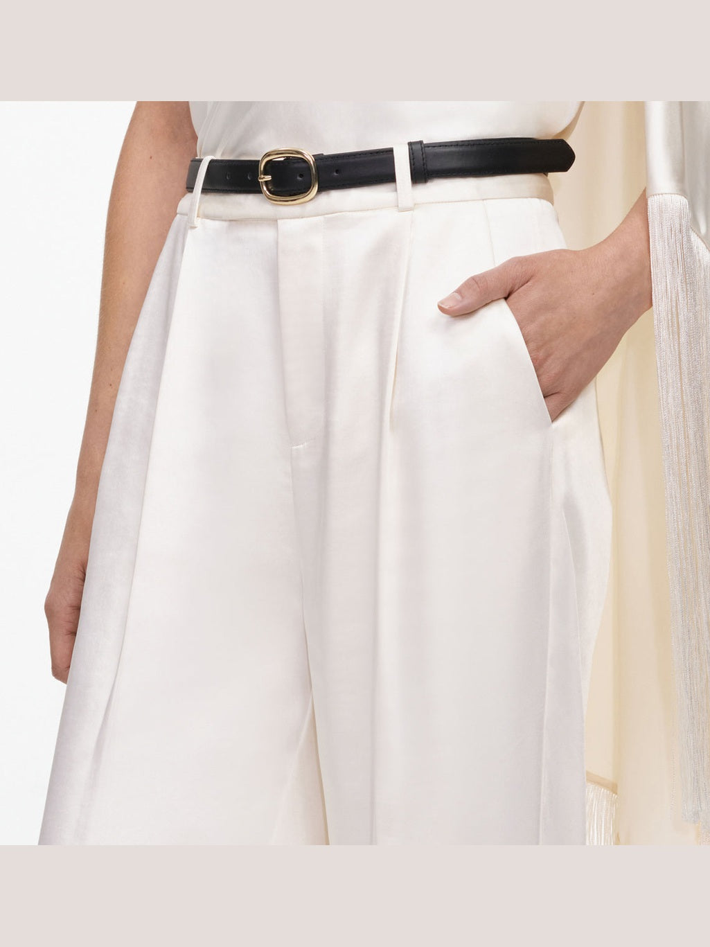 Cream satin trousers