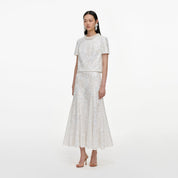 White sequin lace top