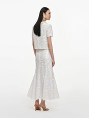 White sequin lace top