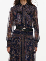 Navy printed georgette maxi dress