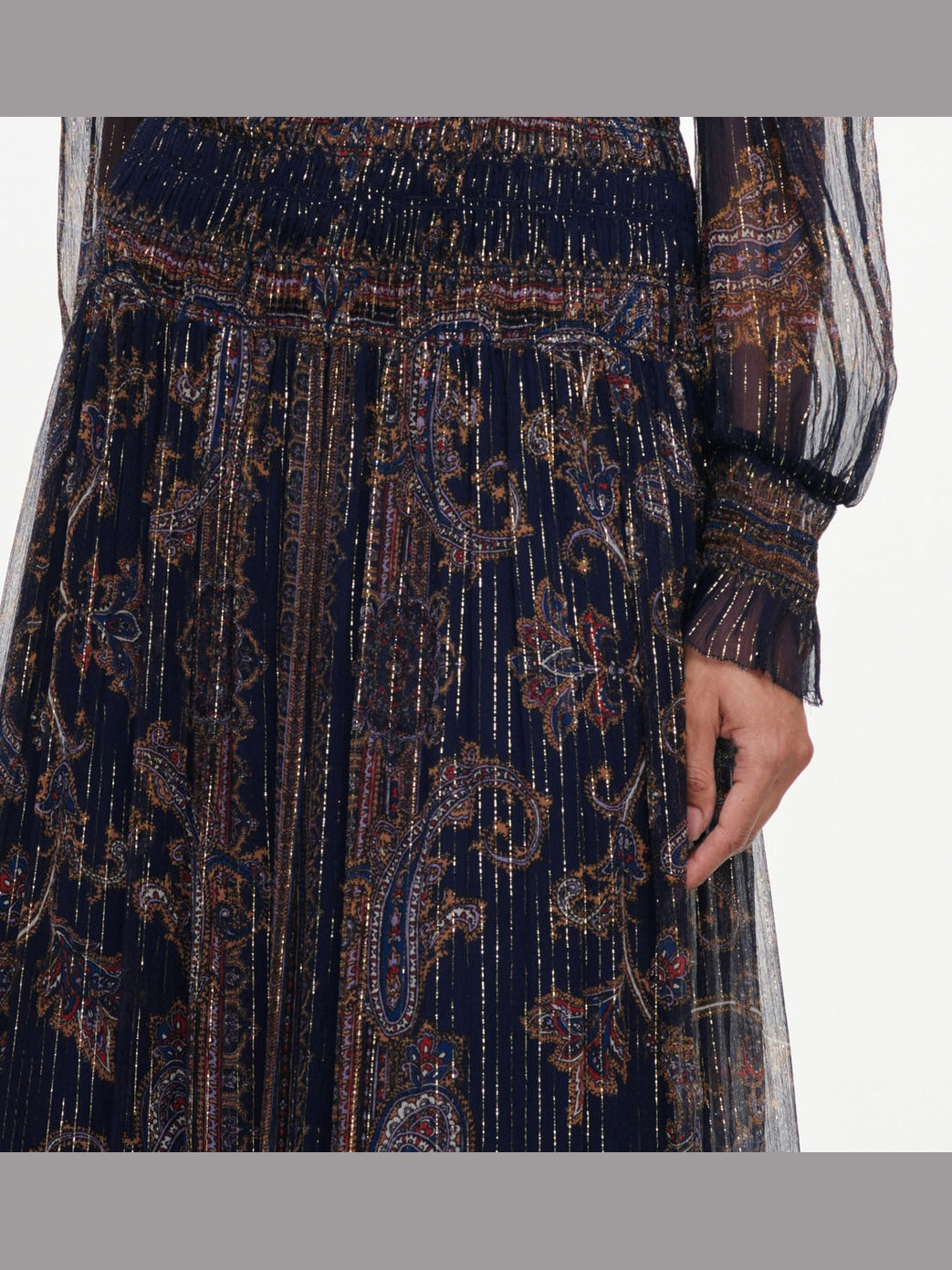 Navy printed georgette maxi dress
