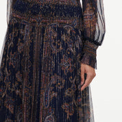 Navy printed georgette maxi dress