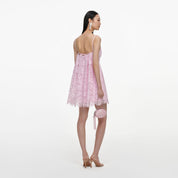 Pink sequin lace cape mini dress