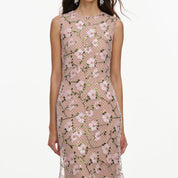 Pink rhinestone sequin mesh maxi dress