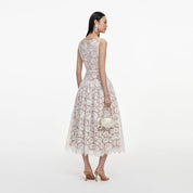 White lace flared midi dress