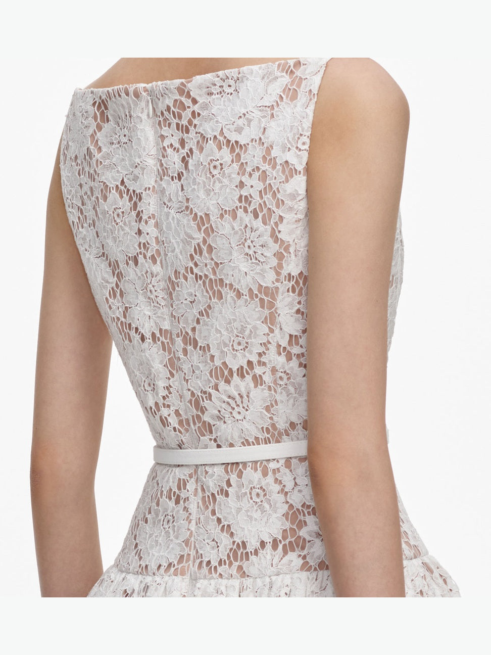 White lace flared midi dress
