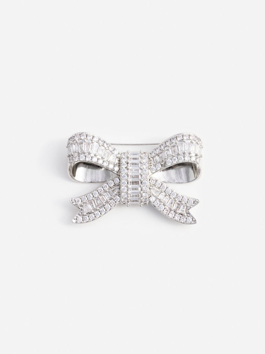 Crystal bow brooch
