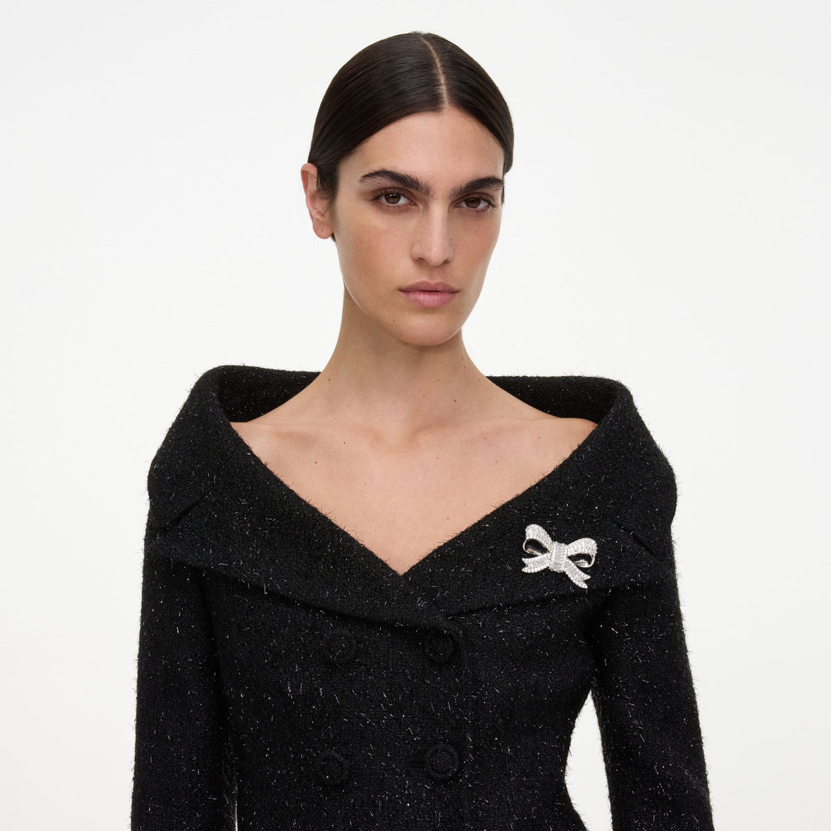 Crystal bow brooch