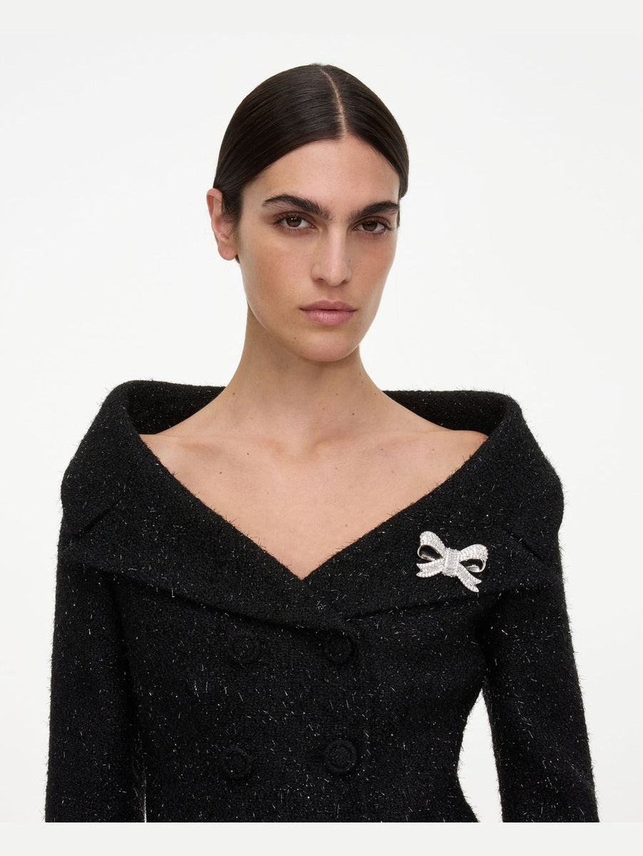 Crystal bow brooch