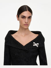 Crystal bow brooch