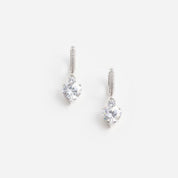 Crystal heart dangle hoop earring