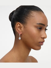 Crystal heart dangle hoop earring