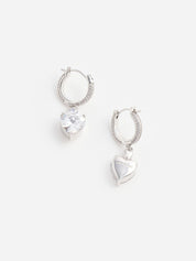 Crystal heart dangle hoop earring