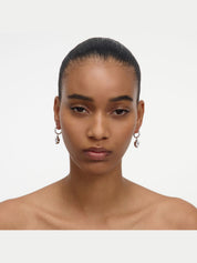 Crystal heart dangle hoop earring