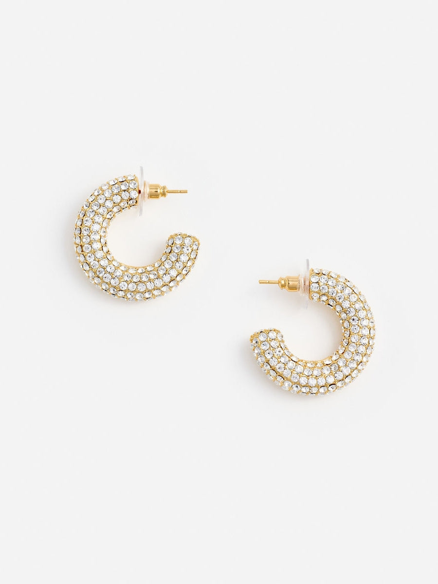 Gold crystal hoop earring