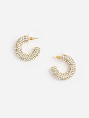 Gold crystal hoop earring