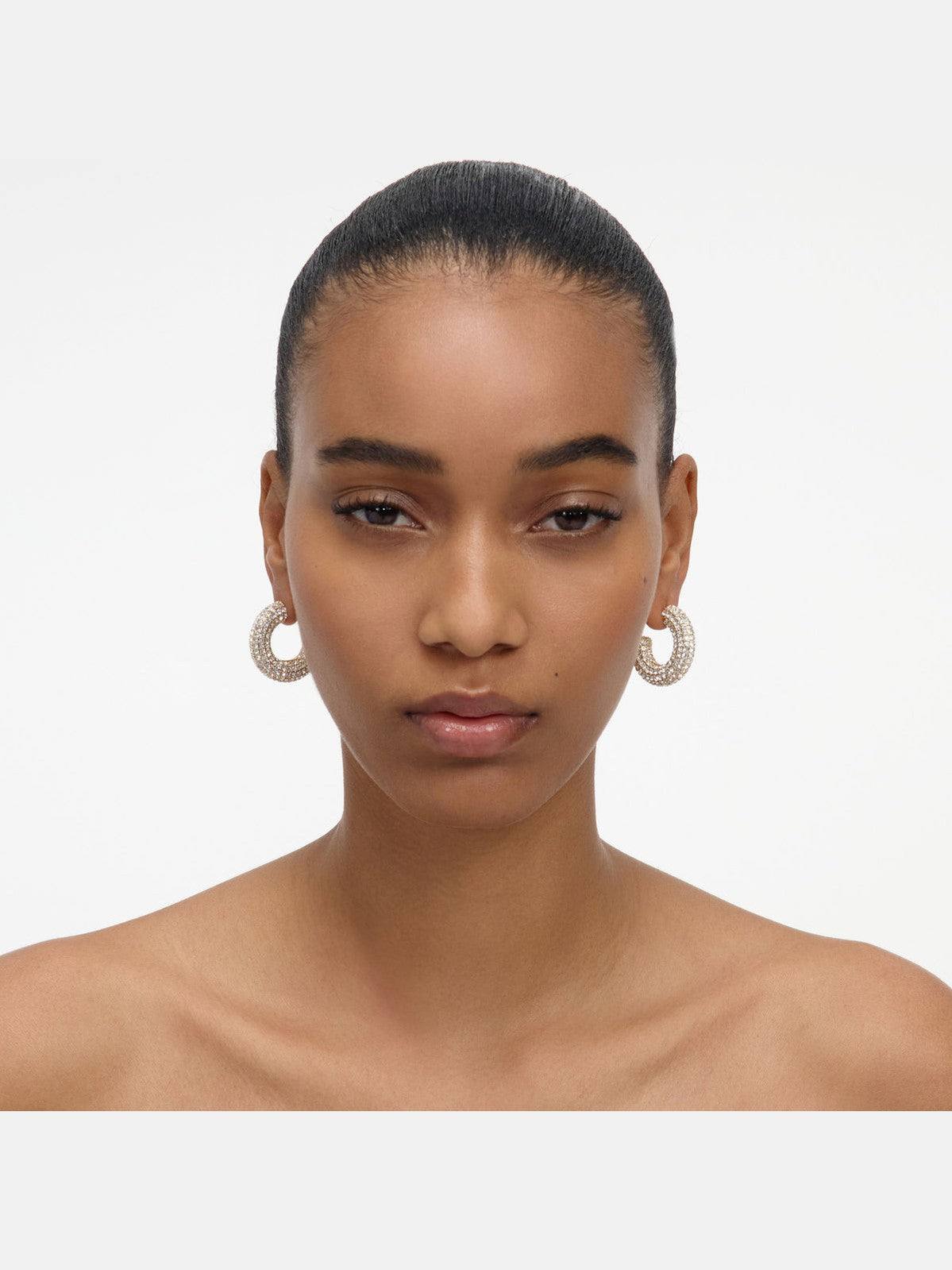 Gold crystal hoop earring
